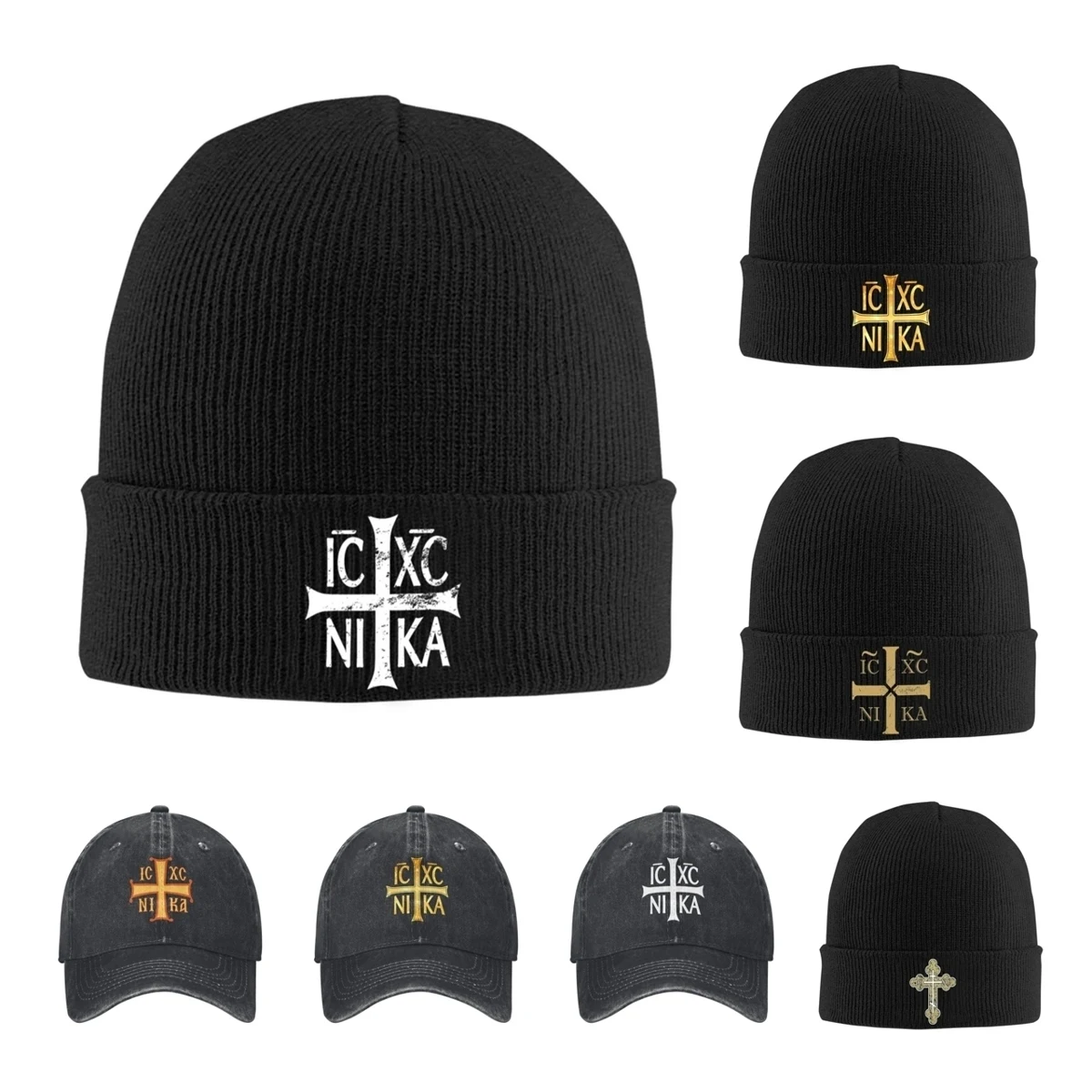 IC XC NIKA Cross Christian Orthodox Hats Autumn Winter Skullies Beanies Baggy Cap Unisex Knitted Hat