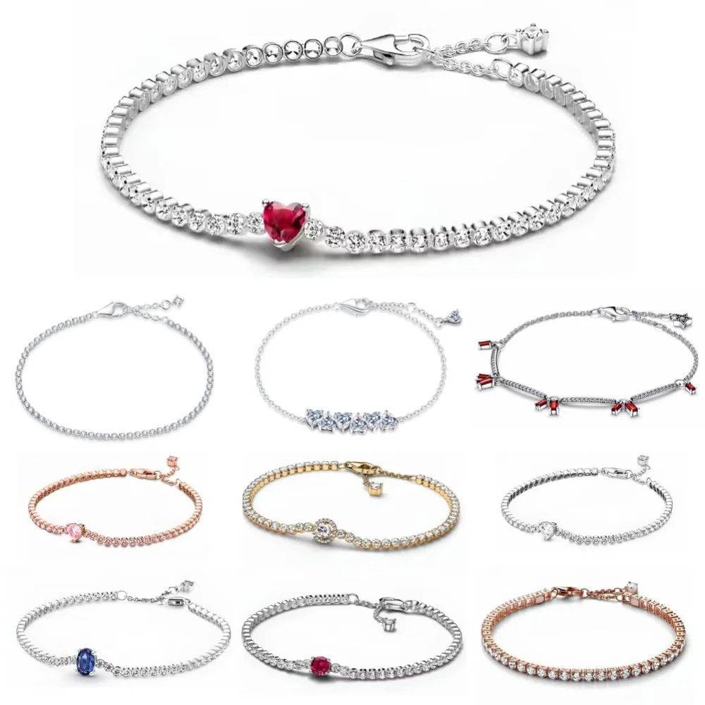 

New 925 Sterling Silver Sparkling Zircon Bracelet Suitable For Valentine's Day, Holiday Gifts For Women, DIY Charm Jewelry