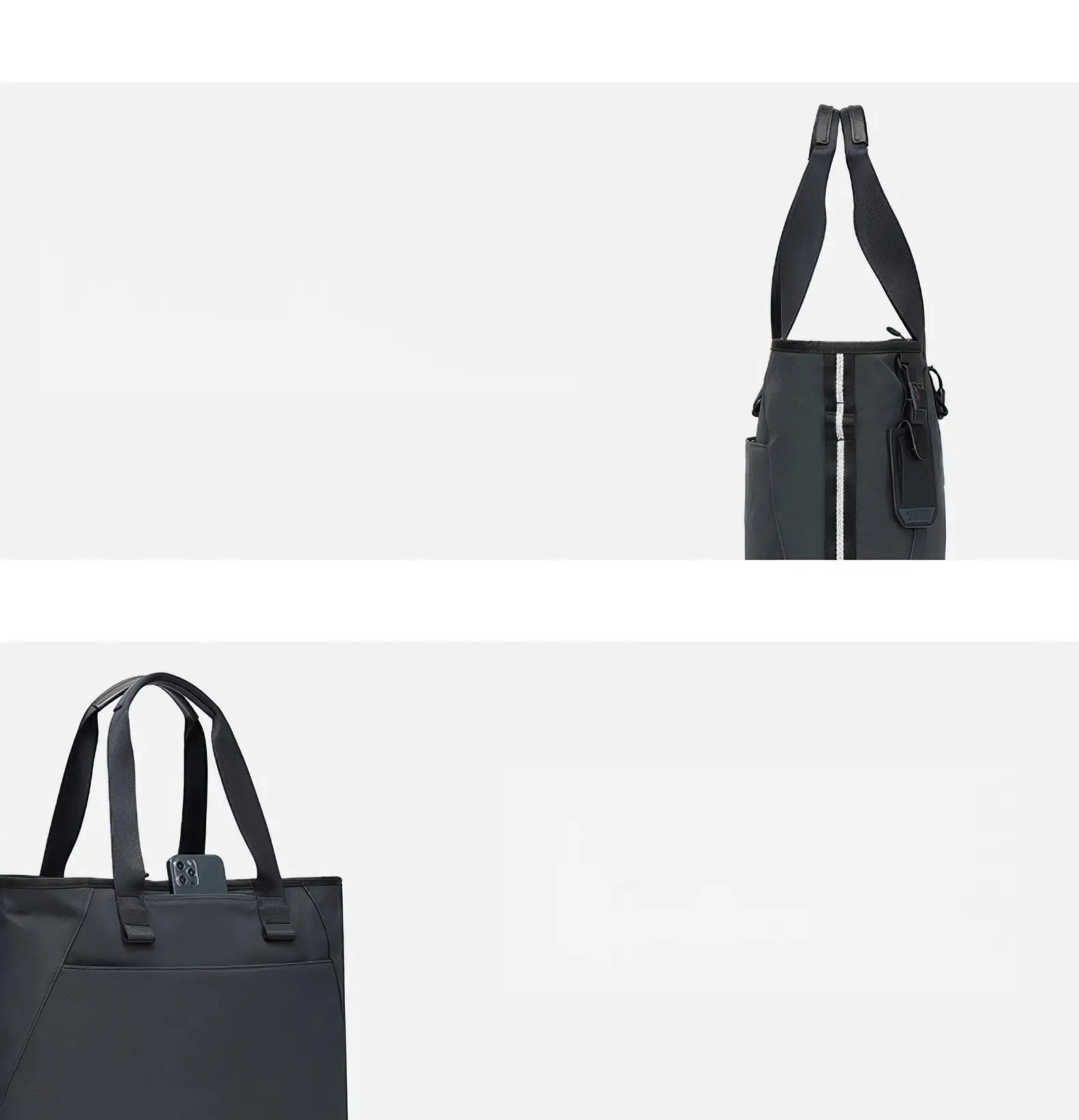 Men's Modern Briefcase - Lightweight Nylon Design Elegant Shoulder Bag, Stylish Black Tote Bag 232712