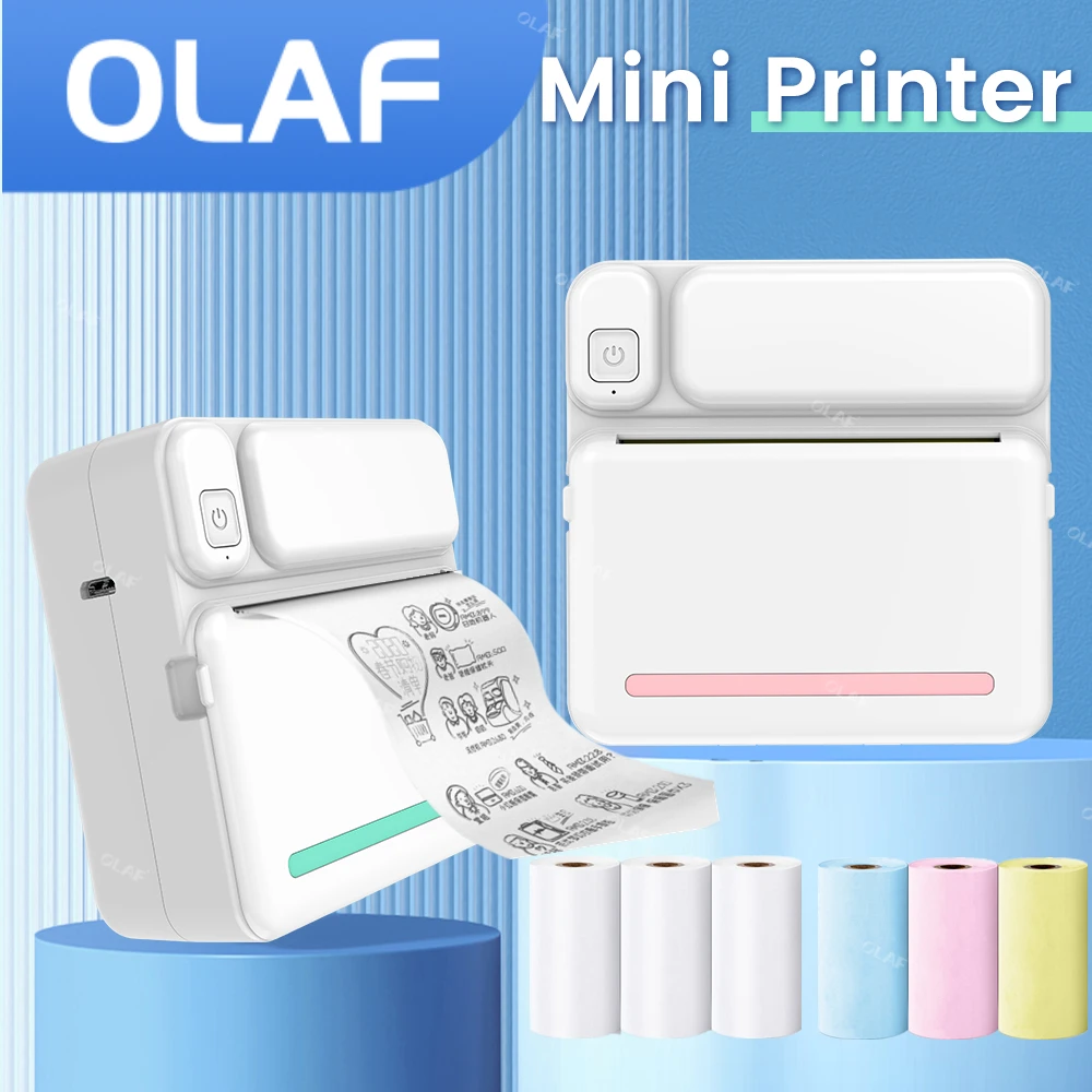 Olaf Portable Mini Printer Thermal Label Printer Sticker Inkless HD Pocket Printers For Phone Bluetooth Miniprint Printing Photo