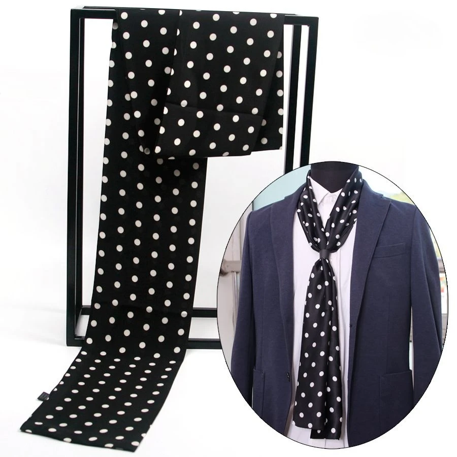 Men's Double-sided Neck Scarf Vintage High-end Shirt Neck Gaiter Long Silk Scarf  Printed Double-layer Scarf Trendy Fashion