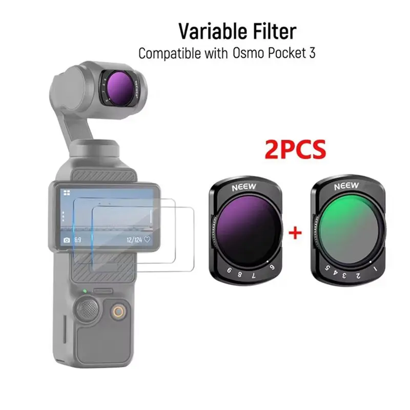 B04B-Waterproof/Scratch-Proof Variable ND Filter Adjustable 1-5 6-9 Stops For DJI Osmo Pocket 3 Magnetic