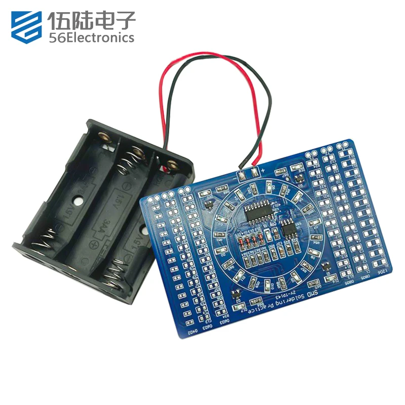 Smd rotativa piscando circuito eletrônico diy suíte kits de placa prática de solda para o experimento escolar