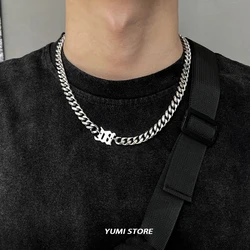 Unisex Hip Hop Letter Choker Necklace Titanium Steel Clavicle Chain Kpop Street Style Charm Jewelry for Men And Women