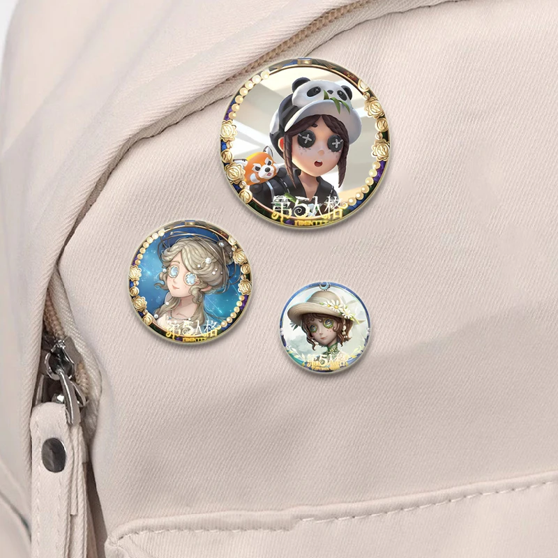 Round Cartoon Brooches Identity V Tinplate Pins for Backpack Cothes Accessories Anime Collection Badge Decoration Handmade Gift