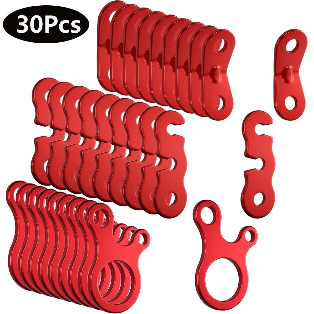 30Pcs Camping Tent Rope Fastener Guyline Tension Awning Cord Line Adjuster Tent Accessories Rope Tightening Stopper Buckle