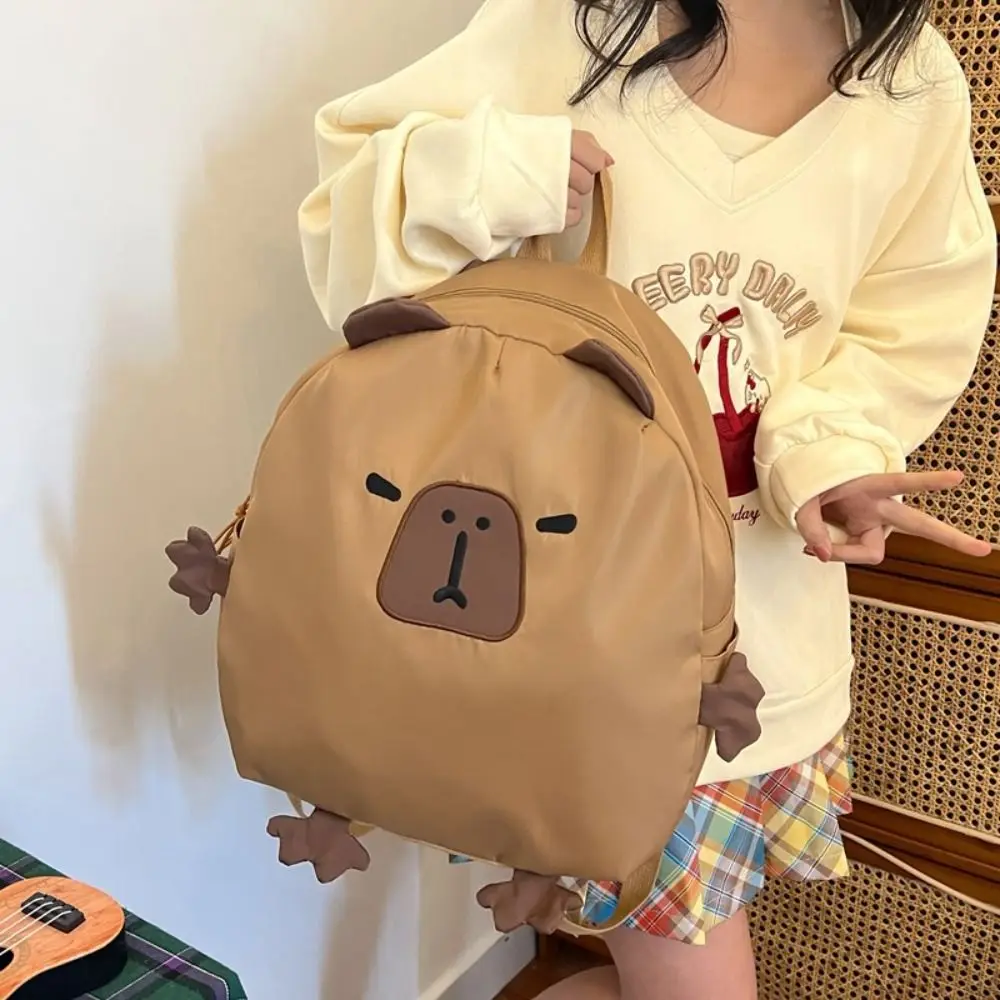Kawaii kapibara nylonowa torba szkolna plecak na laptopa kreskówka plecak dla dzieci podróżna na co dzień torby na książki plecak o dużej pojemności
