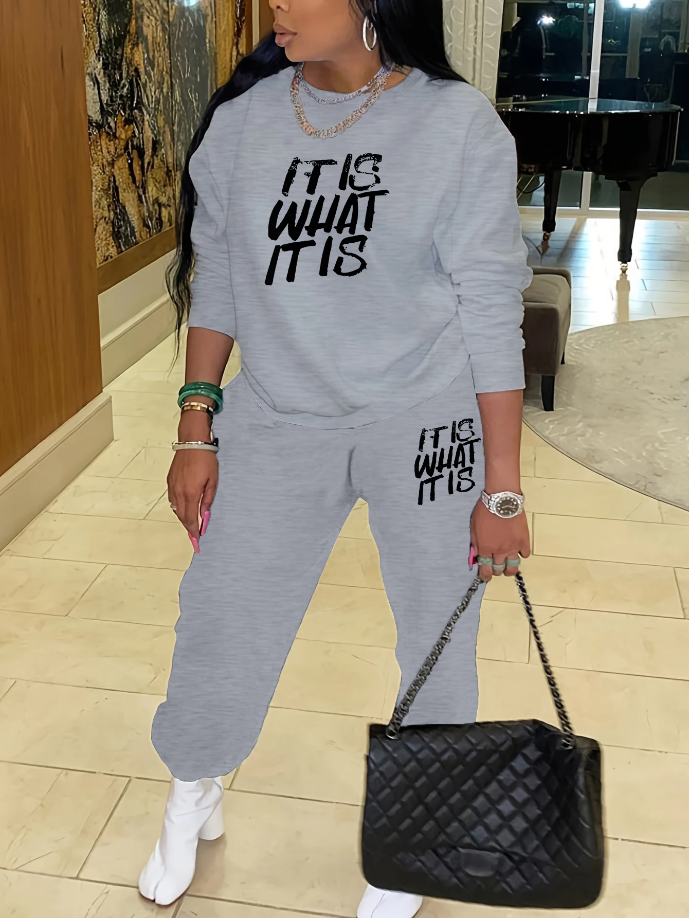 Sweat à capuche de sport décontracté pour femme, t-shirt à manches longues, pantalon avec lettre, grande taille, ensemble 2 pièces