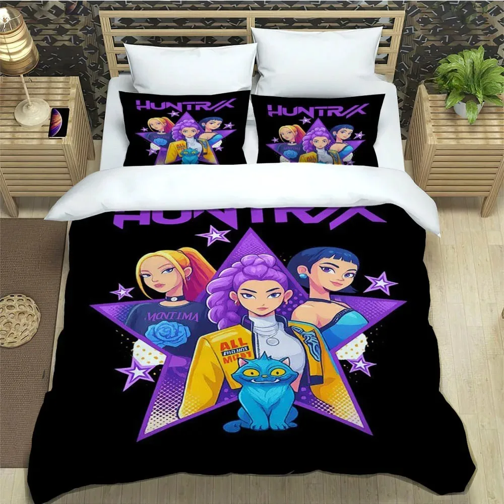 KPop Demon Hunters Printed Bedding Sets Exquisite Bed Supplies Set Duvet Cover Comforter Set Bedding Set Luxury Birthday Gift