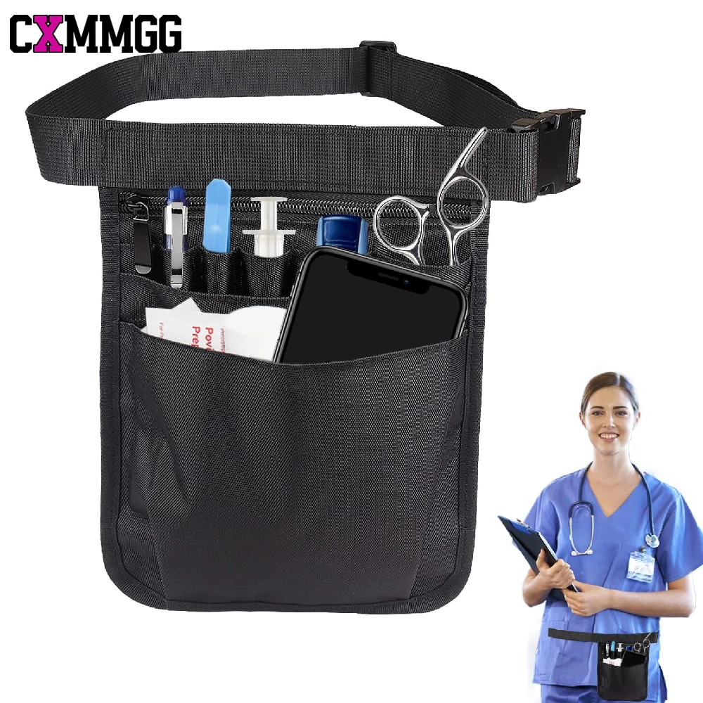 1PCS Organizer Belt for Nurse, Multi-Compartment Nurse Fanny Pack Storage Waist Bag Pouch for Medical Scissors Care Kit Tool