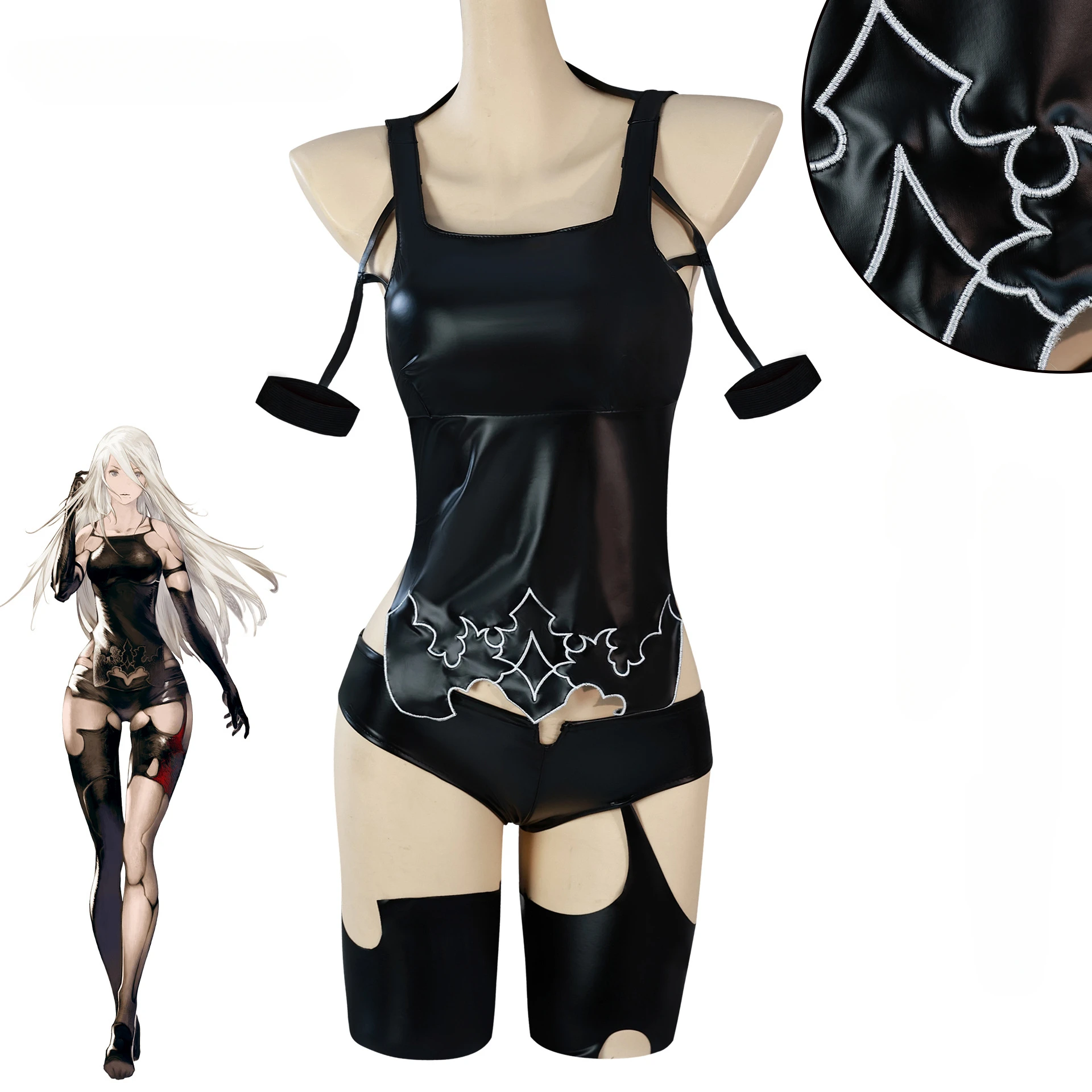Game NieR:Automata A2 Cosplay Costume Wig Sexy Black Battle Suit For Women Girl Handsome Halloween Party A2 Role Play Outfit