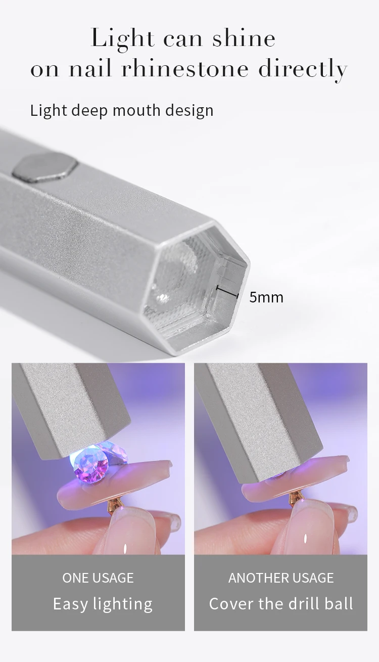 Mini lâmpada uv portátil para manicure, caneta de metal, lâmpada uv, com display, lâmpada led, fototerapia, ferramentas do prego