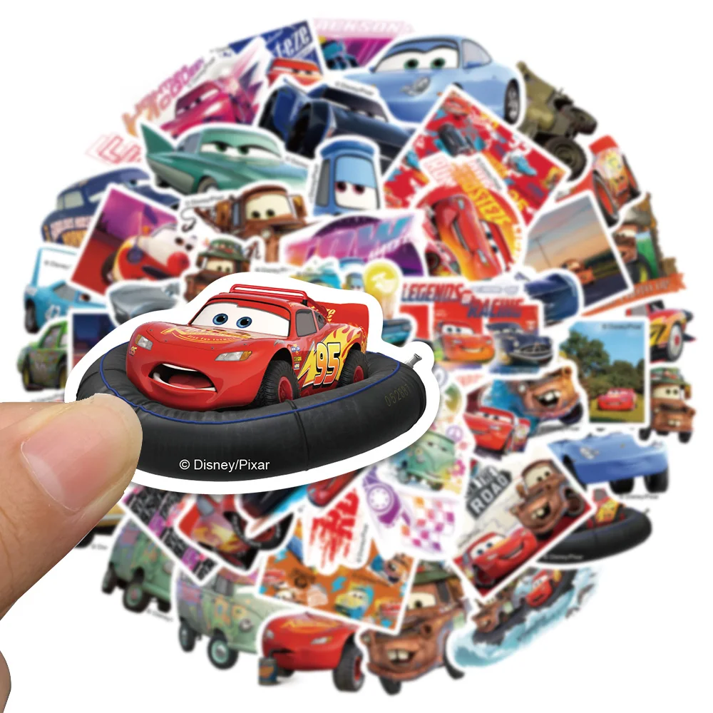 50pcs Disney Cartoon Anime Cars Stickers Graffiti per Laptop bottiglia d'acqua bagaglio Notebook vinile decalcomanie impermeabili giocattolo per bambini