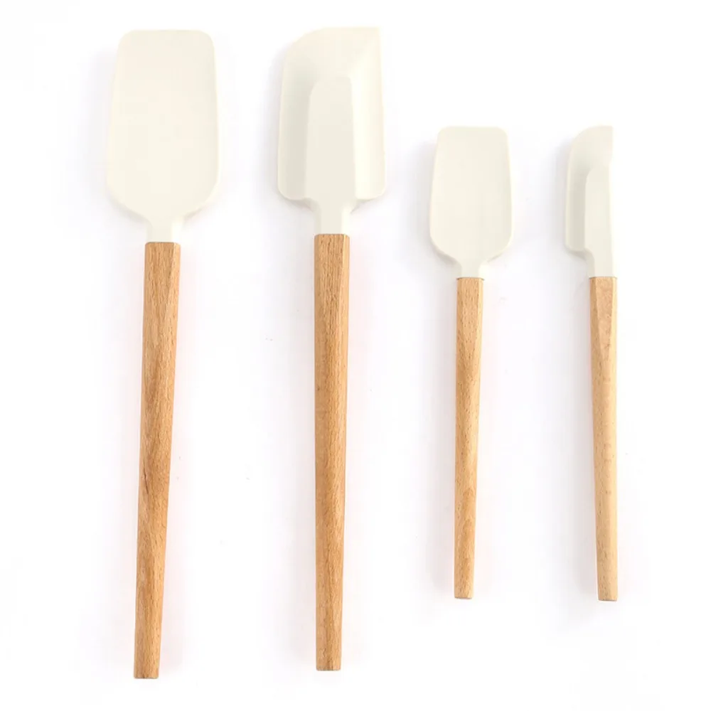 1/4 PCS Wood Handle Kitchen Silicone Baking Spatula Non-stick Pastry Blender for Chocolate Butter Cake Mixing Kitchen Spatula