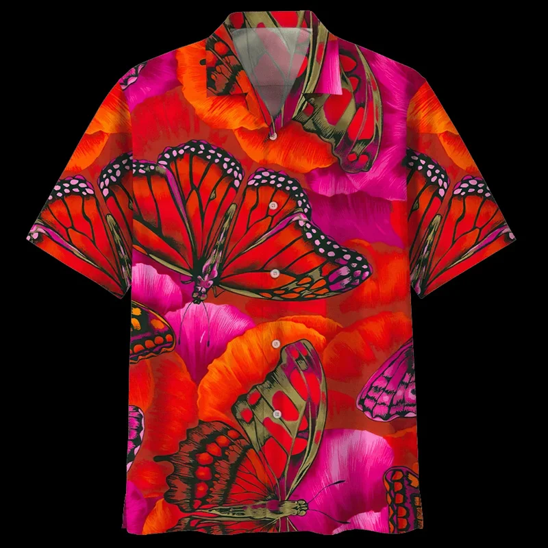 Summer New 3D Animal Butterflies Printed Shirts Men Children Funny Streetwear Clothing Girl Fashion Shirts & Blouses Vintage Top