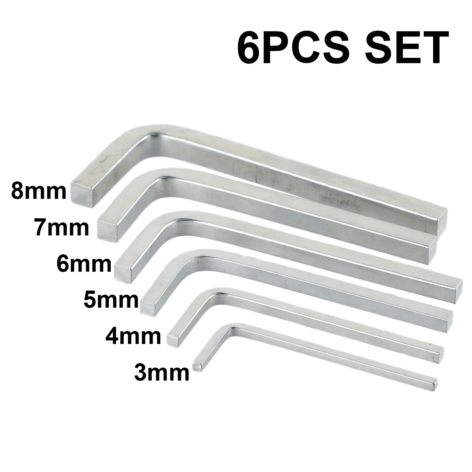 Square Key Wrench Tool Set 6 Pcs L Shape Design for Tightening Square Screws Made from Strong Chromium Vanadium Steel