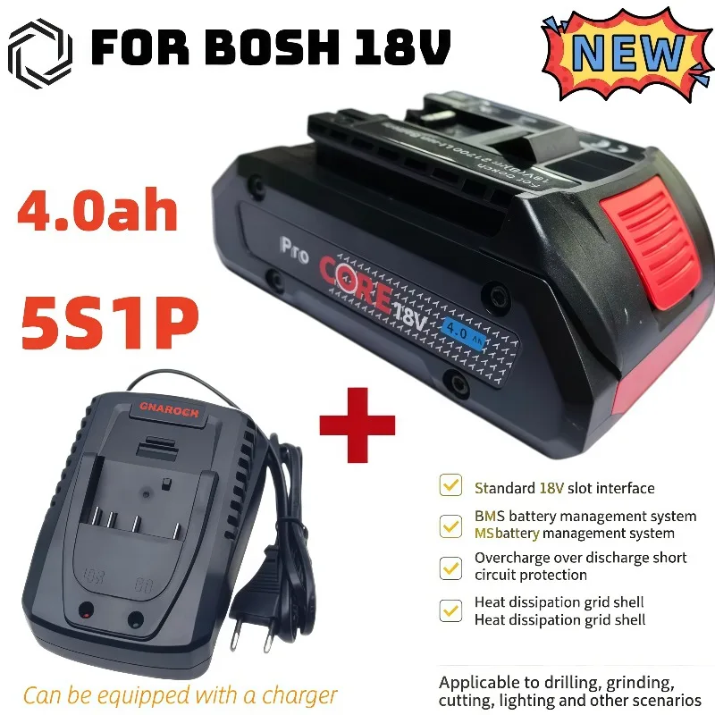 18 Volt 4.0Ah 21700 Pro Core Lithium Battery 4000mAh Replacement Spare Battery Fit Cordless Power Tool BAT609 BAT618 Compatible