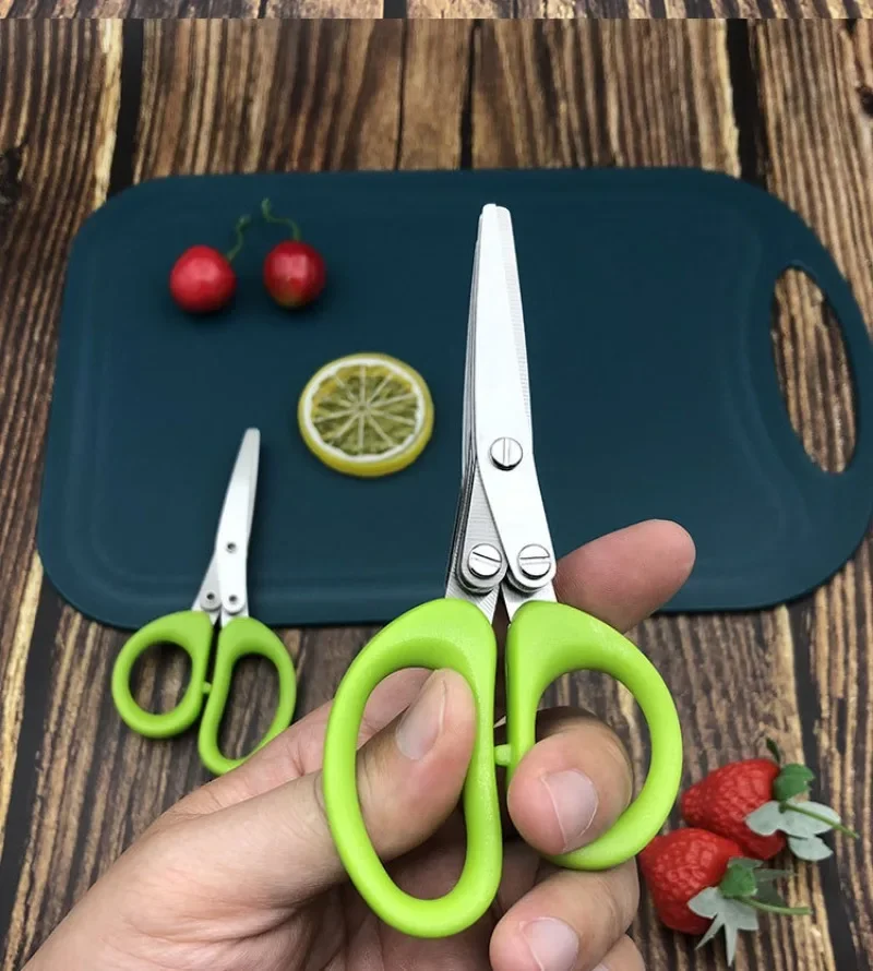 Multifunctional 5/3 Layers Stainless Steel Knives Kitchen Scissors Scallion Cutter Herb Laver Spices Cook Cut Shredders Slicers