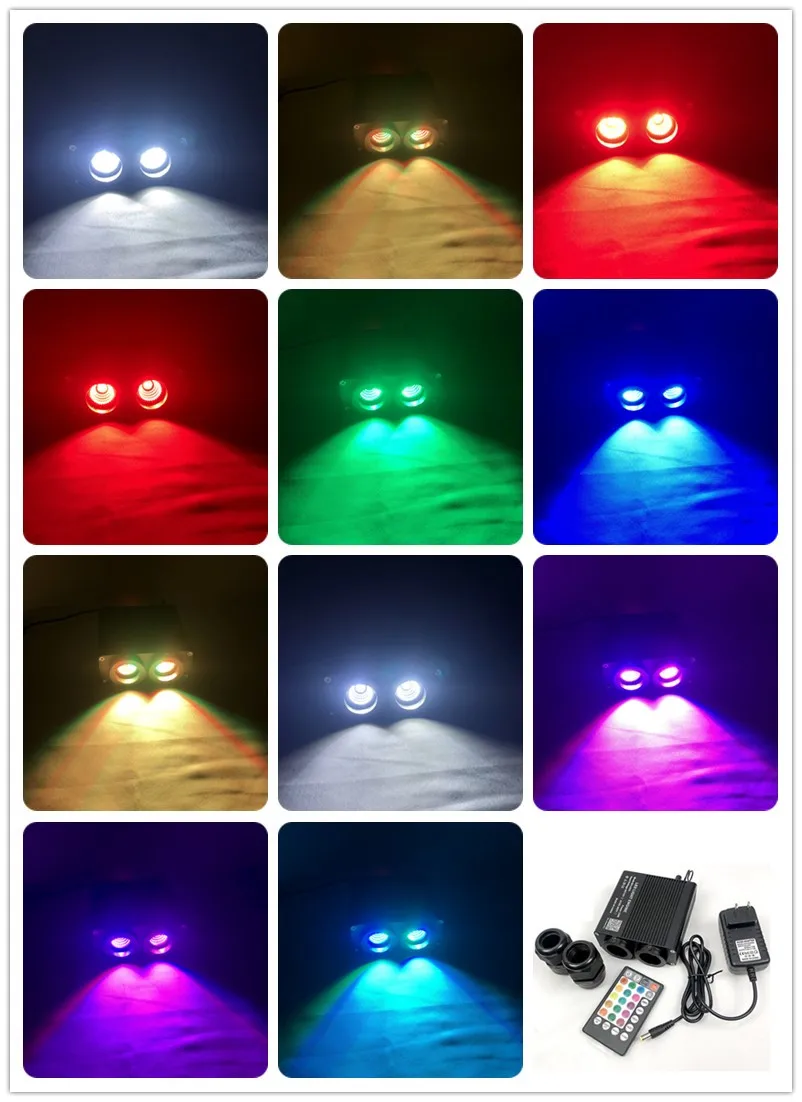 NEW Optic Fiber Lights Double Heads Smart APP LED engine RF control Cable Starry Effect Ceiling RGBW phone WAPP room CAR  GOOD