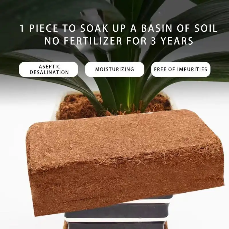 Organic Compressed Coco Coir Brick Coconut Fiber Organic Soil  Plant Grow Nutritious Soil Coconut Coir Compound Fertilizer