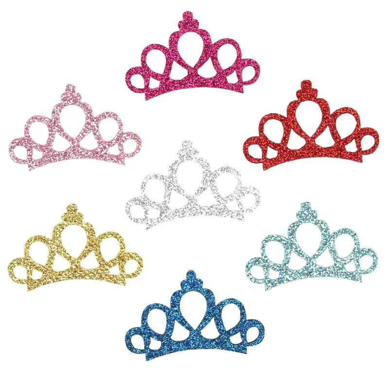 25pcs/lot 2024 New Fashion 45mm Glitter Felt Crown for Kids and Children DIY Headband Hair Bowknot Girls Boutique Hair Accessori