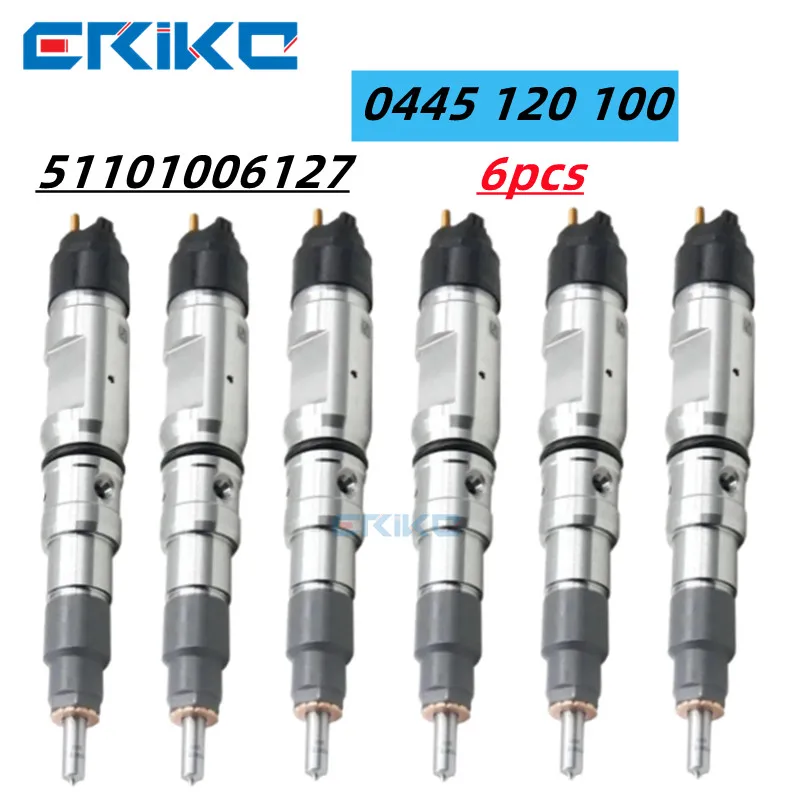 

6Pcs 0445 120 100 New Common Rail Injector 0445120100 0 445 120 100 for MAN TGA TGL TGM 51101006127 0445120100