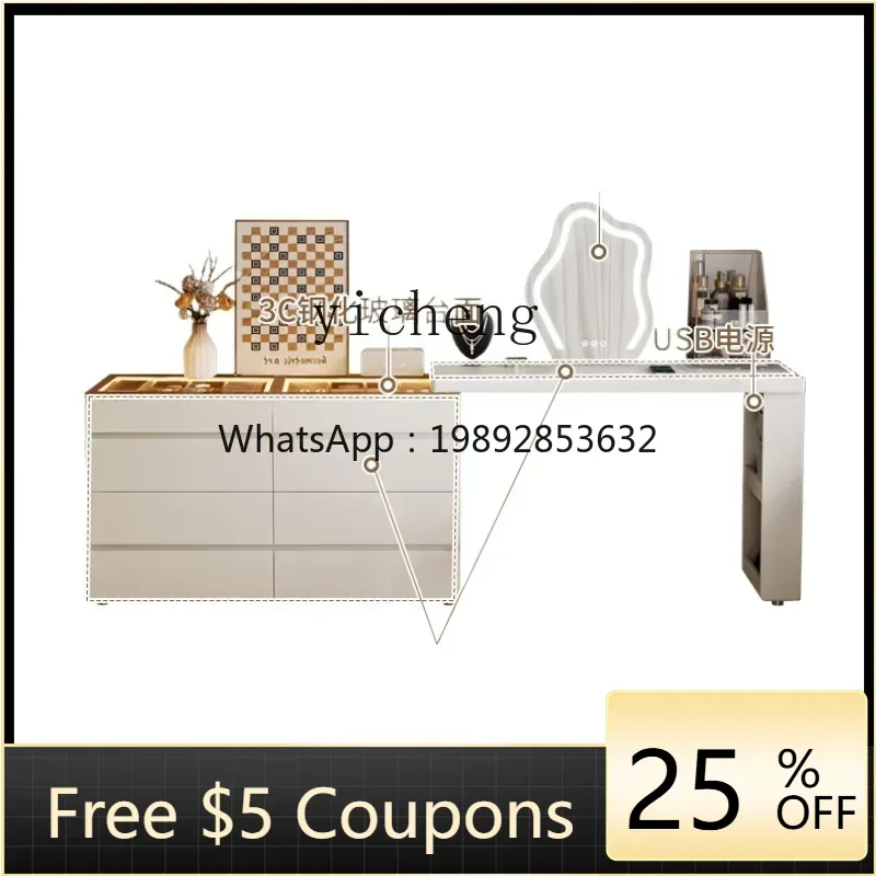 

TQH Modern Simple Bedroom Makeup Table Storage Desk Corner Retractable Drawer Cabinet