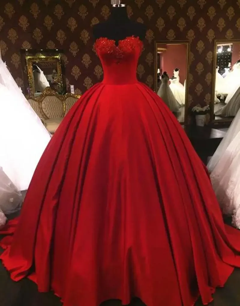 Vestido de baile de quinceañera con escote Corazón, apliques de princesa de satén para 15 fiestas, vestidos de cumpleaños con cuentas