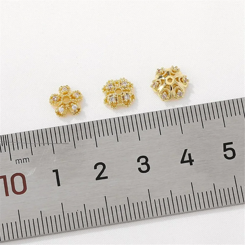 14K مطلية بالذهب قبعة زهرة هندسية مع صينية زهور فاصل اليدوية سوار ذاتي الصنع قلادة مطرز مجوهرات المواد الملحقات