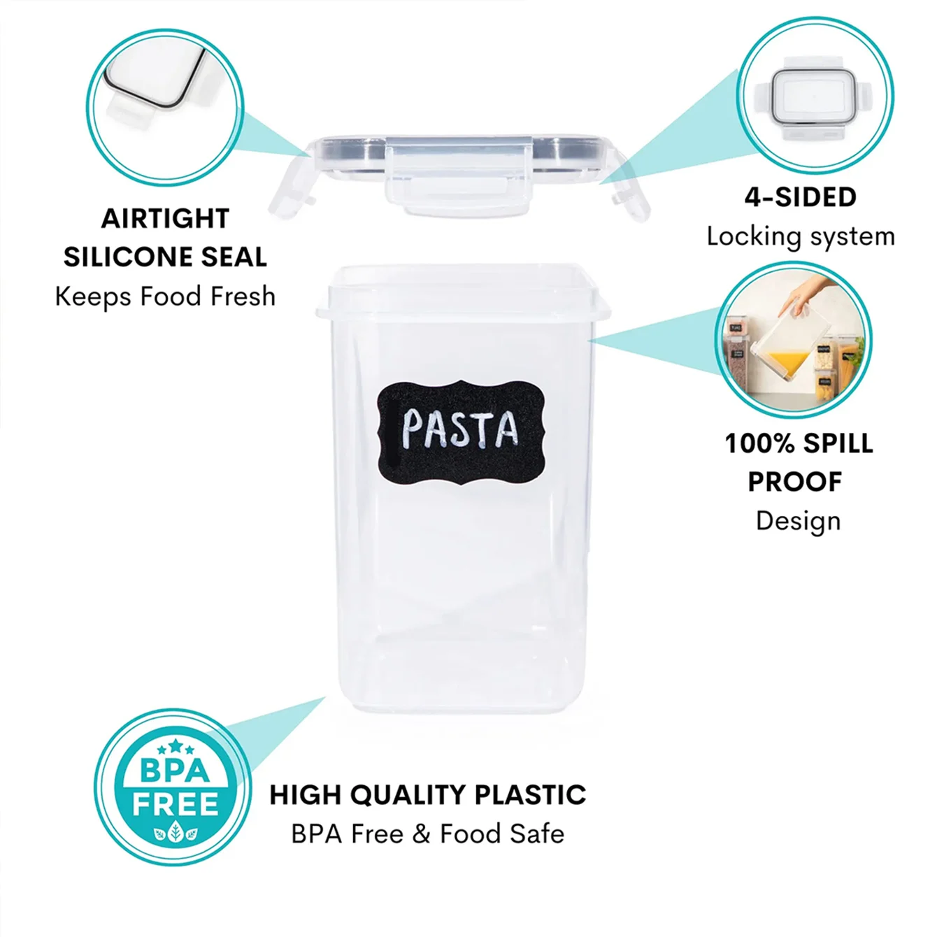 10pcs BPA-Free Airtight Food Storage Containers with Labels for Flour, Sugar, and Cereal - Keep Your Kitchen Organized and Fresh