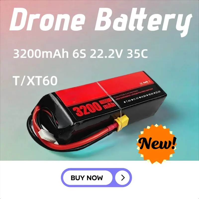

3200mAh 6S 22.2V 35C T/XT60 LiPo Battery for RC Quadcopter Helicopter FPV Racing Drone Rechargeable Battery