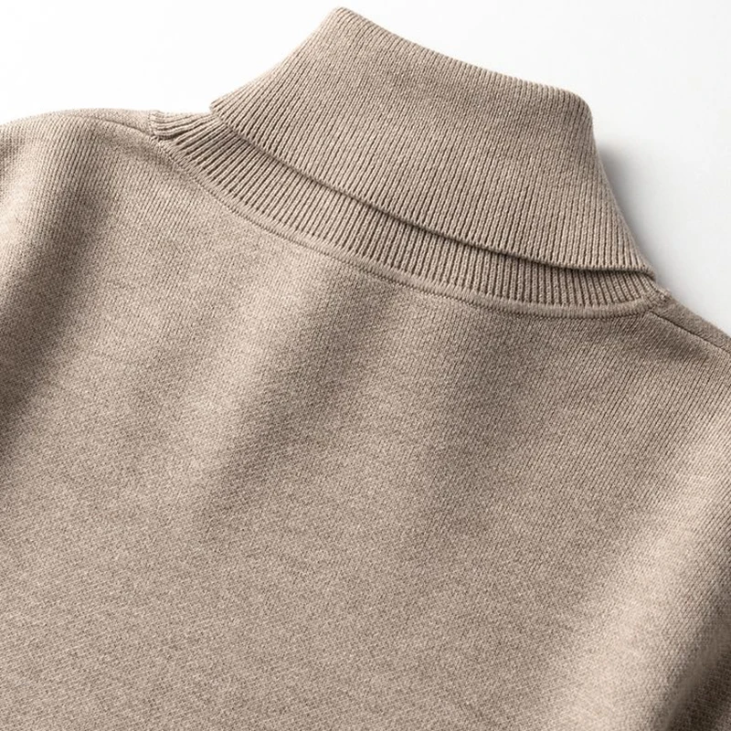 سترة رجالية متماسكة بأكمام طويلة للخريف والشتاء سترة كلاسيكية دافئة حرارية خفيفة الوزن من الزنجبيل الأصفر المشمش