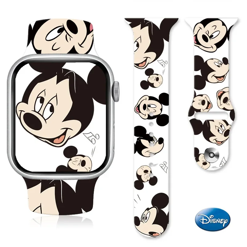 Disney-Apple Watch用ミッキーバックストラップ,Apple Watch用,45mm, 44mm, 42mm, 41mm, 40mm, 49mm, 40mm,時計シリーズ,ウルトラ,9, 7 se,3,6,8,5,4