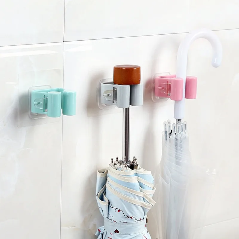 Portable Creative Mop Hanging Clip Adhesive Clip Umbrella Hanging Clip Hook Suction Cup Wall-mounted Kitchenware Storage Rack