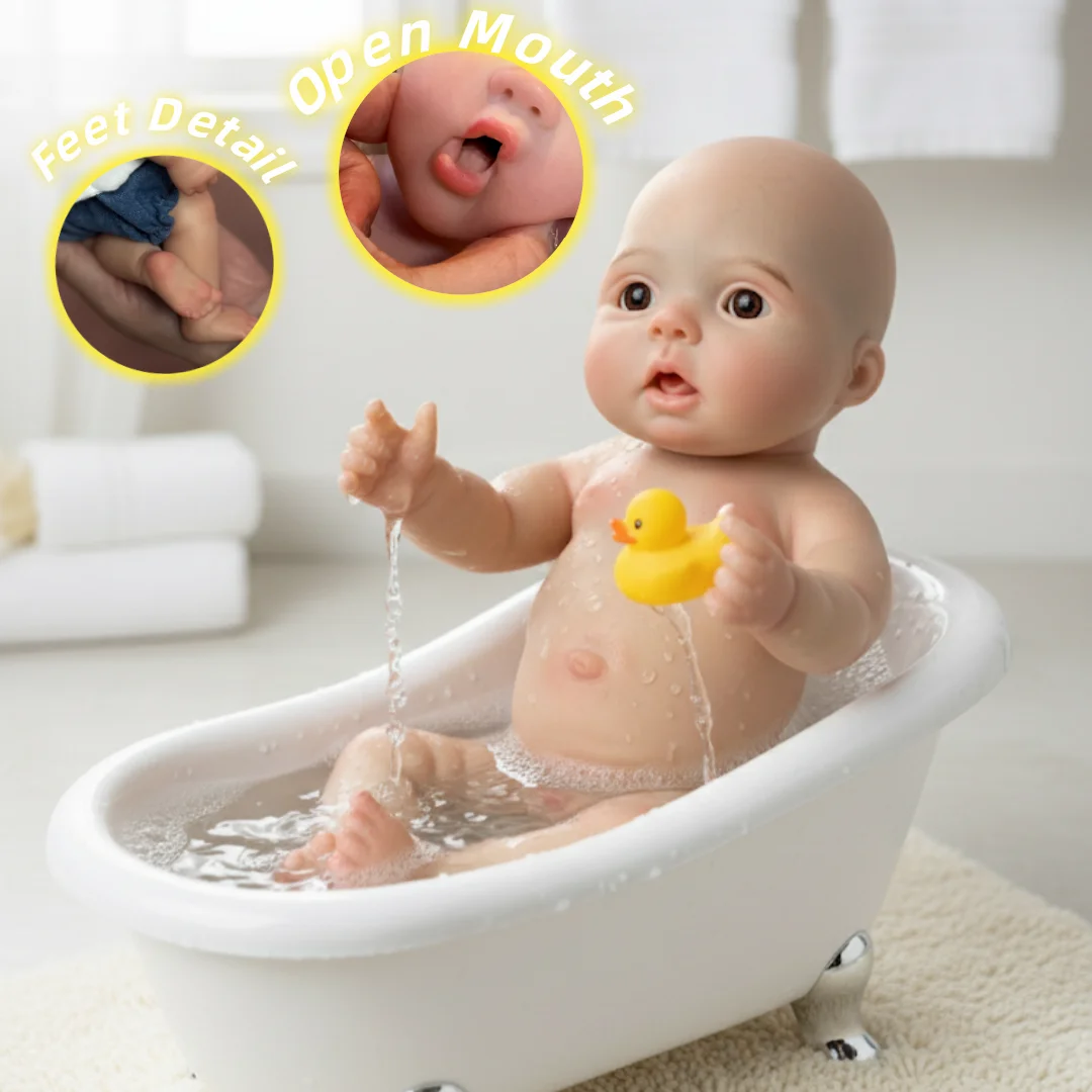 25 cm bouche ouverte câlin entièrement solide Silicone Bebe Reborn fille avec corps lavable 3D peinture peau réaliste réaliste nouveau-né fille poupée