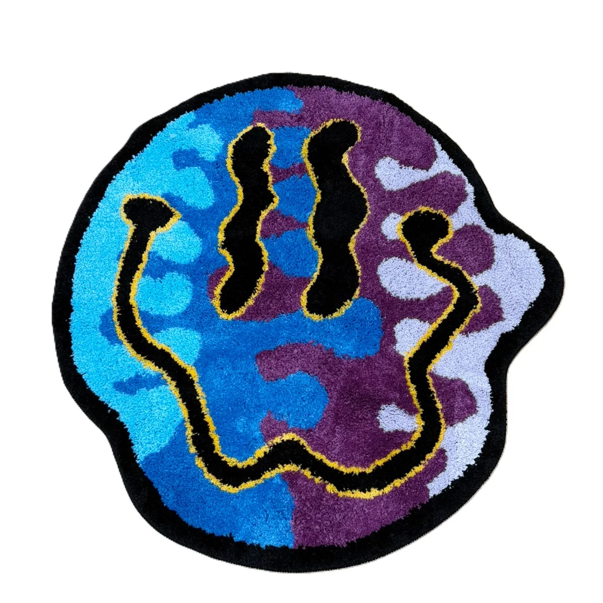 LAKEA Trippy Melting Smile Rug, Wavy Shaped Tufted Floor Mat with Non-Slip Backing, Colorful Groovy Retro Style for Bedroom