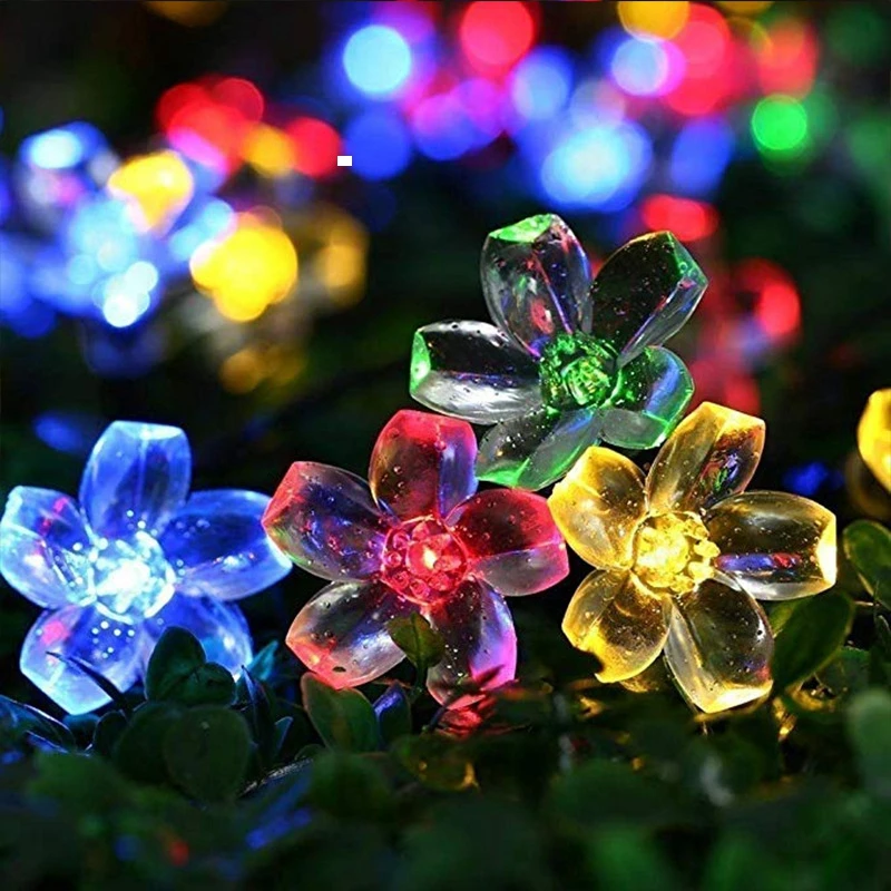 5M 20LED Solar String Lights Outdoor Waterproof 8 Mode Battery Operated Cherry Flower Light Christmas Garden Party Decoration