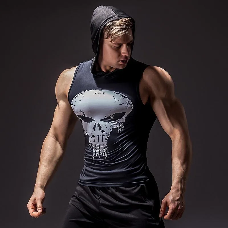 BeastKingdom باتمان سوبرمان الإبداعية مقنعين ضيق التدريب تانك الأعلى الكرتون أنيمي الطرفية اللياقة البدنية أكمام تي شيرت رياضي