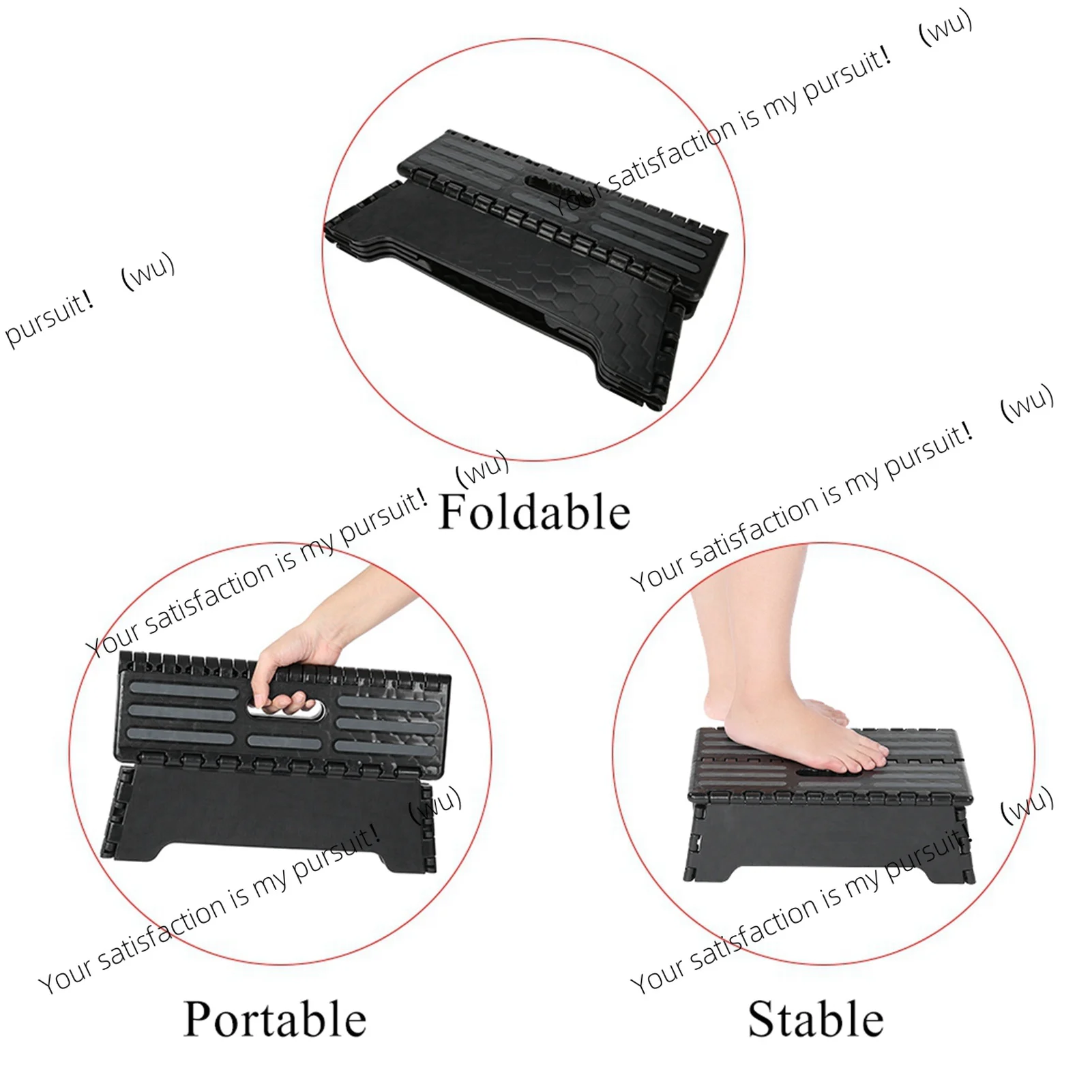 Black Step Stool Portable Folding Step Stool Black Step Ladder for Elderly Pregnant Bathroom Travel Use