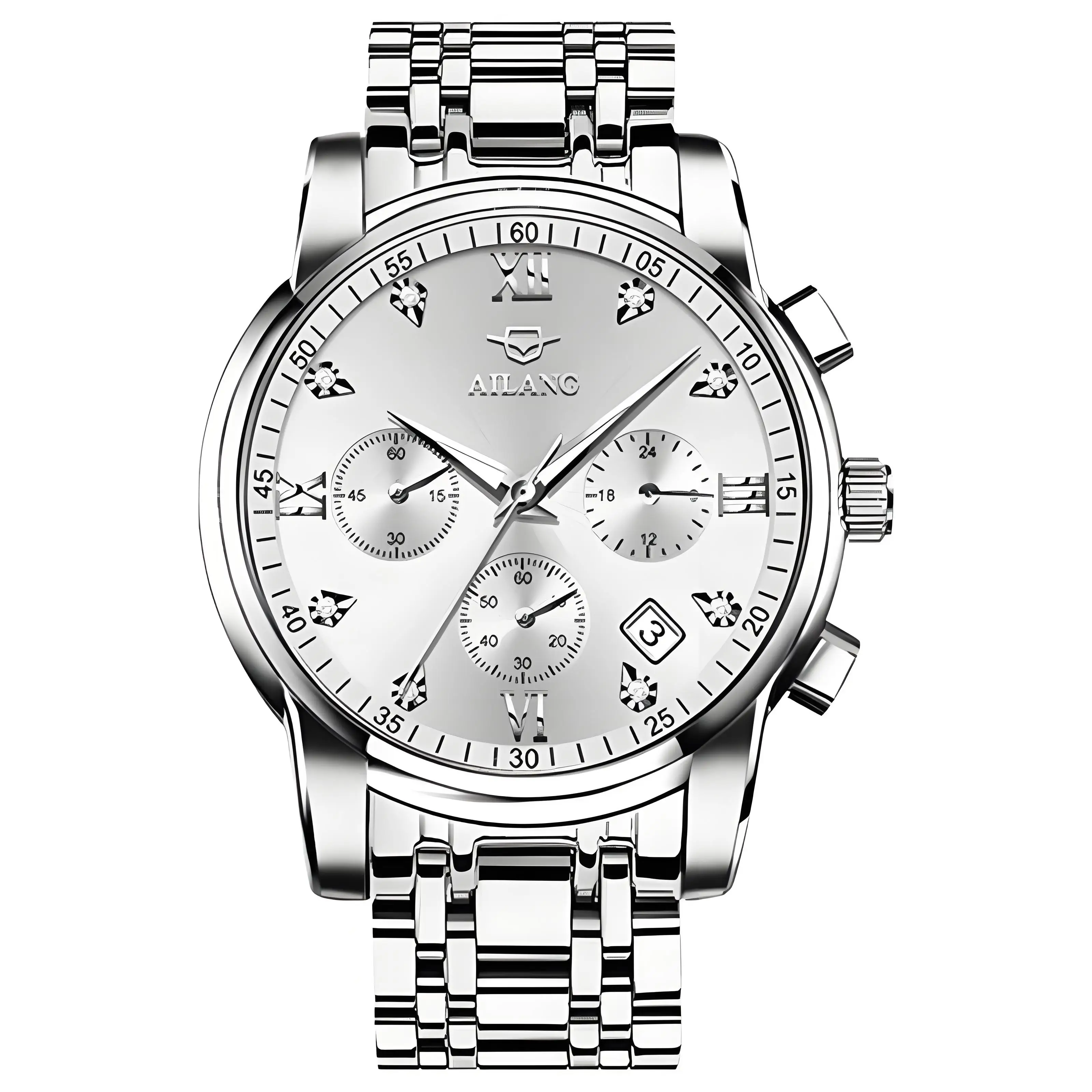 AILANG Luxury Brand Men Watch Waterproof Luminous Stainless Steel Men's Watches Chronograph Date Quartz Business Watch For Man