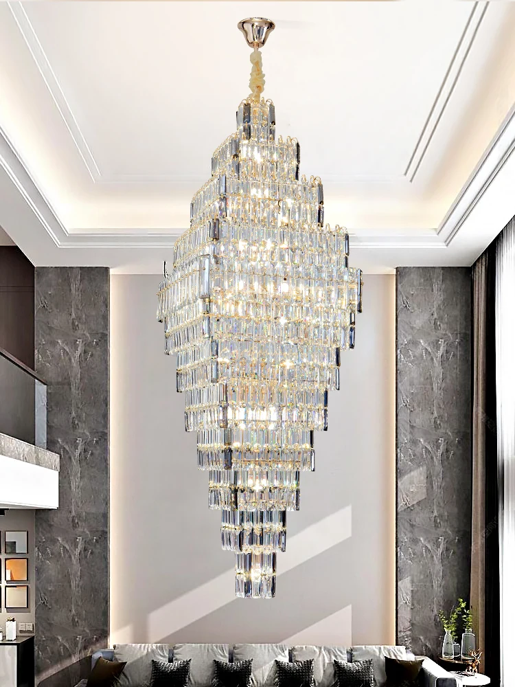 Hotel Hall Villa Unique Design Good Quality Customized Luxury Led Gold K9 Crystal Modern Chandelier Light Pendant Lighting