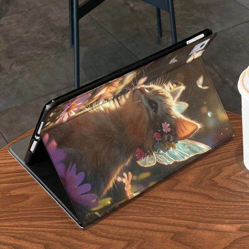 حافظة تابلت على شكل فراشة فنية على شكل قطة لهاتف Xiaoxin Lenovo Pad Tab K10 K11 M10 P12 P11 Pro GT Gen2 Plus Legion Y700 Y900 12.1