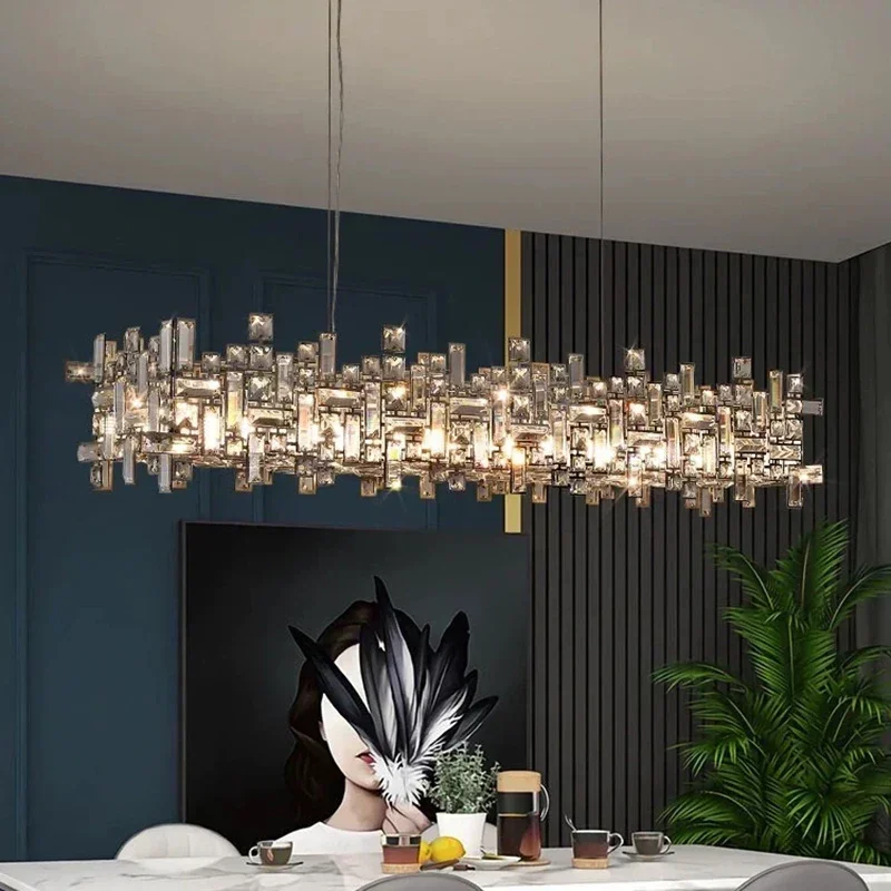 

Modern Luxury Transparent Crystal Pendant Light Dining Living Room Villa Lighting Chandelier Lhome Decoration Designer Glossy