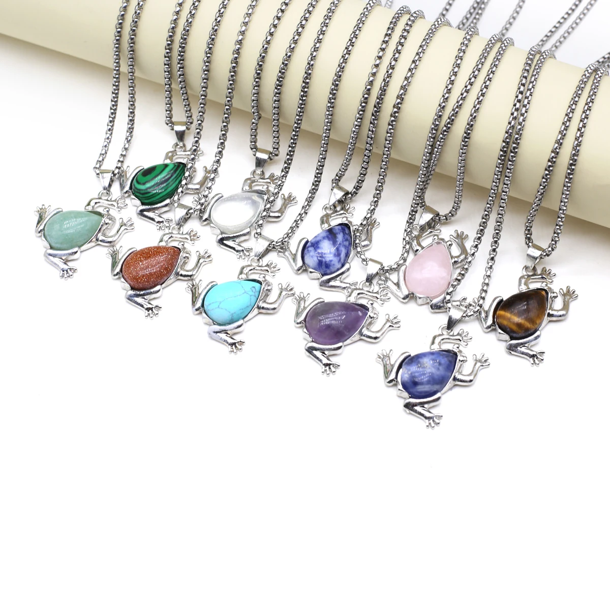 

New Style Necklace Natural Stone Aventurine/Malachite Exquisite Frog-Shaped Pendant For Women Birthday Gift Chain 60 CM