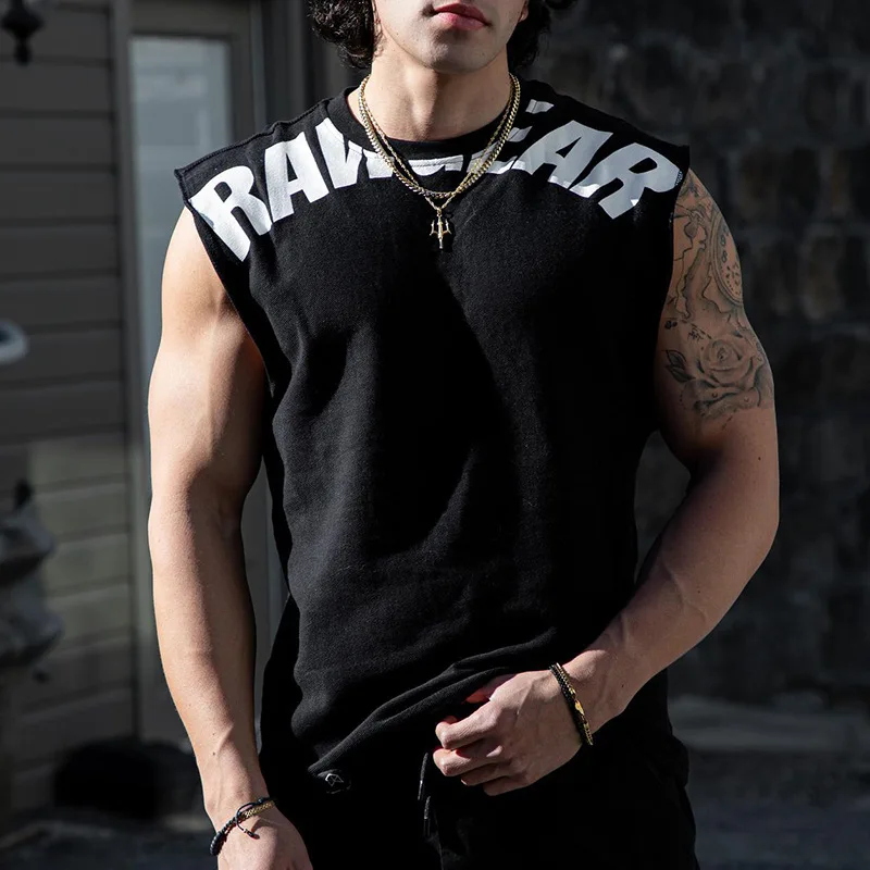 Men's Summer Cotton Tank Top Muscle Gym Fitness Workout Sleeveless Shirts O-Neck Vest Casual Sports Tops Male Trendy Breathable