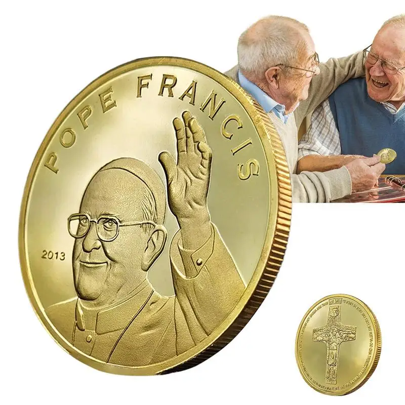 New Pope Coin The 266th Pope Of The Catholic Church Pope Francis Souvenir Coin Rome Collectible Golden Plated Commemorative Coin
