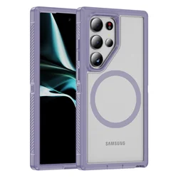 For Magsafe Matte Armor Magnetic Case For Samsung S24 S22 S23 S25 Ultra S24 Plus S23 FE Side Anti-slip Stripe Design Back Cover