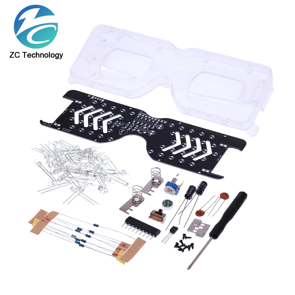 DIY KITS Voice Activated LED Light Emitting Glasses Making Kit Light-emitting Diode Flashing Light Electronic Soldering Assembly