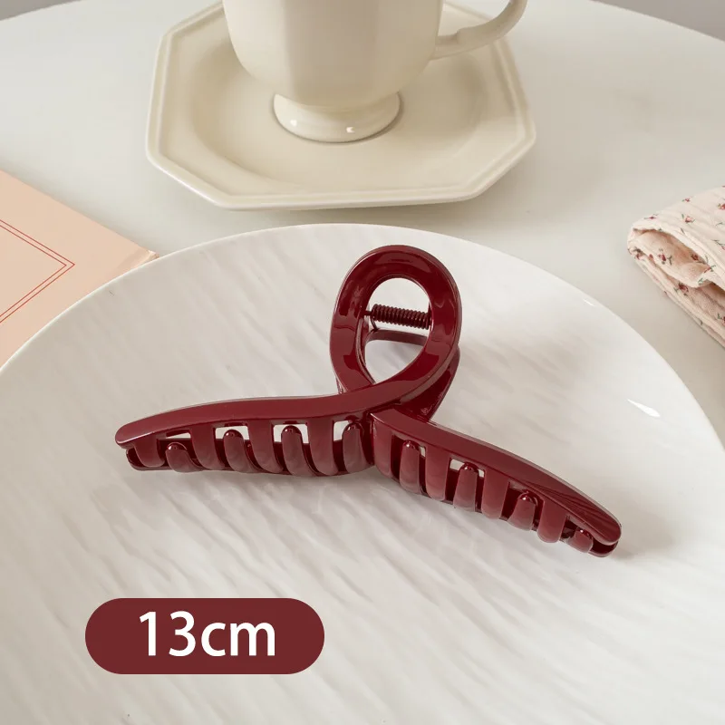 Ankela Red Grab Clip Women\'s Wine Red Hair Clip  Shark Clip New Year Gift Hair Accessories