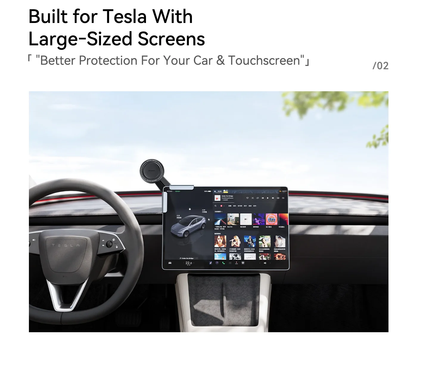 YZ Für Tesla Model Y YL 3 Juniper Standard Highland Bildschirm-Handyhalterung 180 ° Drehbarer, verstellbarer magnetischer Handyhalter – Zubehör – Detail 5